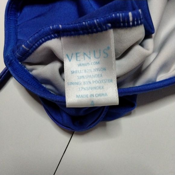 Venus Blue Mesh One Piece Size 4 Sexy Keyhole Plunge Swimwear Swimsuit Deep Back - Picture 12 of 13
